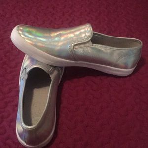 Guess holographic slip on shoes